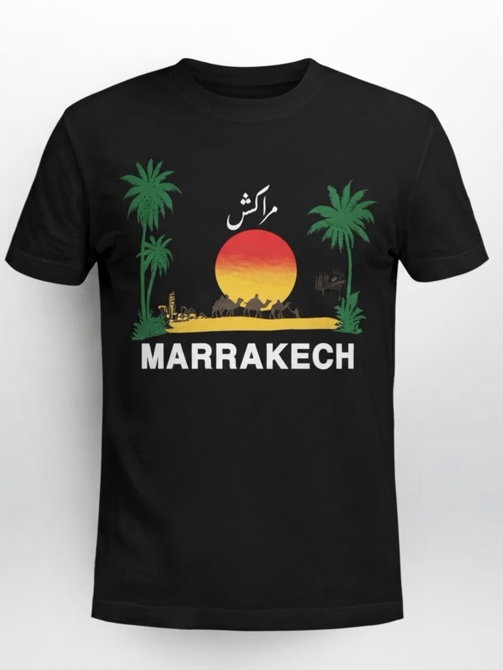 Vintage Marrakech Morocco Graphic T Shirt Black Souvenir Single Stitch XL?